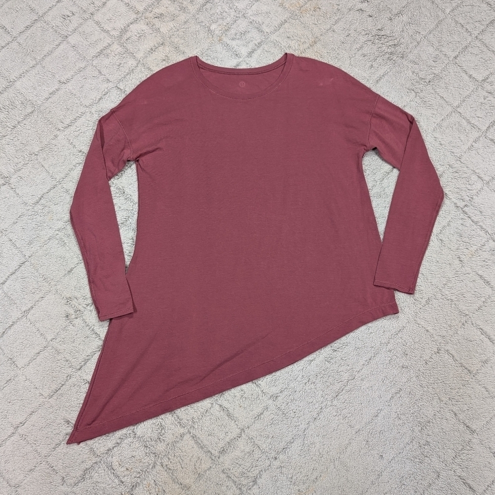 Lululemon Shirt Womens 4 Pink Misty Merlot To the Point LS Tie Loose Yoga Pima
